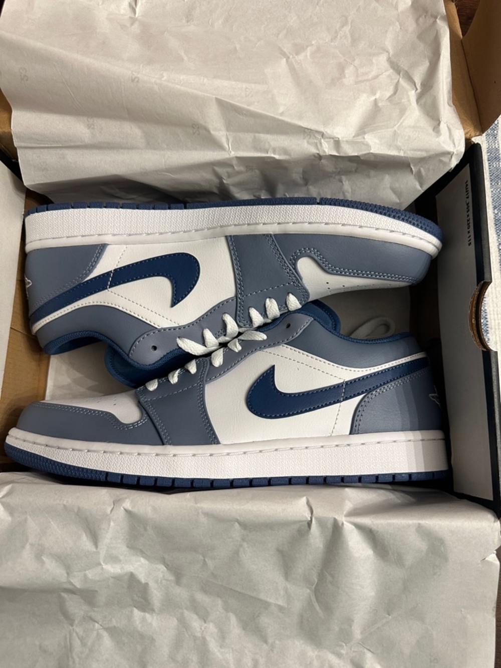 Nike Low Top Sneakers — White & Blue Tonal Accents